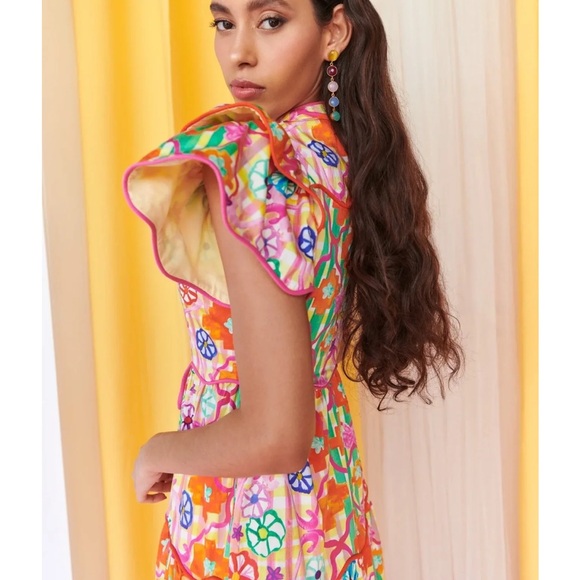 NWT CeliaB Baba Voyager-Print Midi Dress small - Picture 4 of 9